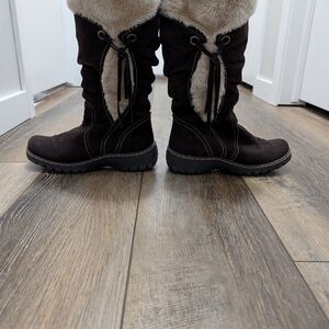 BareTraps Dark Brown Winter Boots with Fur Trim